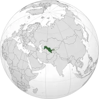Location of Uzbekistan (green)