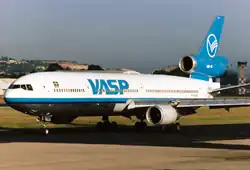 A larger white-and-blue plane