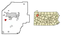 Location of Polk in Venango County, Pennsylvania.