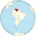 Localisation du Venezuela sur une carte d'Amérique du Sud