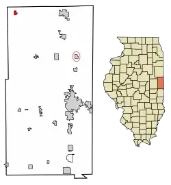 Location of Rankin in Vermilion County, Illinois.