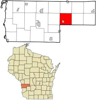 Location in Vernon County and the state of Wisconsin.