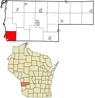 Location in Vernon County and the state of Wisconsin.