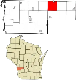 Location in Vernon County and the state of Wisconsin.