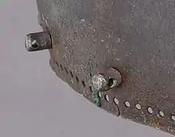 Vervelles in a German bascinet helmet from 1325.