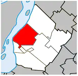 Location within Urban Agglomeration of Longueuil.