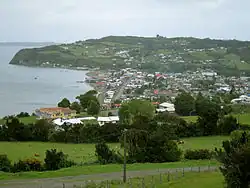 Panoramic view of Achao from Alto La Paloma lookout in 2011.