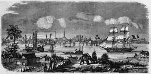 View of Bangkok City and Port in Siam 1858, Le Breton