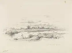 'View over the water near Leiden', 1859; drawing with pencil
