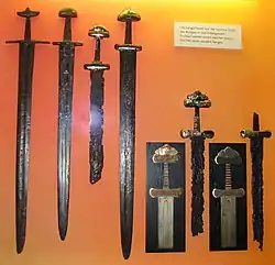 Viking swords displayed at Hedeby Viking Museum