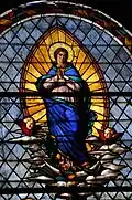 Ulisse De Matteis, Detail of a stained-glass window of the Assumption of the Virgin with Saints Dominic and Francis. Church of San Domenico, Prato. 1872.