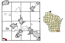Location of Sharon in Walworth County, Wisconsin.