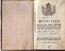 Travelling book (or Wanderbüch) of a German furrier named Albert Strauß in the Kingdom of Hungary of the Habsburg Monarchy in the year 1816