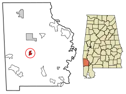 Location of Tibbie in Washington County, Alabama.