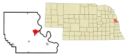 Location of Blair within Washington County and Nebraska