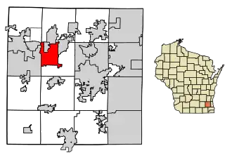 Location of Delafield in Waukesha County, Wisconsin.