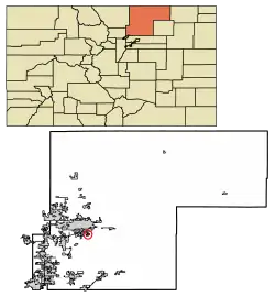 Location of the Town of LaSalle in Weld County, Colorado.