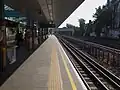 West Hampstead tube station westbound platform looking east, September 2008.