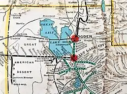 Western Pacific map of Utah in 1931