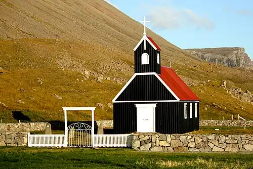 Wooden church in the Westfjords.