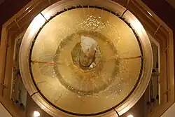 Overhead view of fountain above atrium