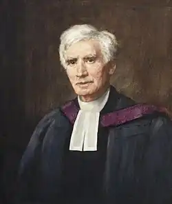 Bust-length painted portrait of William Paterson Paterson, wearing a gown and tabs