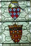 Attributed arms of Godwin, Earl of Wessex and Harold, King of England based on the Stained-glass in the Great Hall of Winchester Castle.