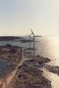 Wind turbines as seen from the top of one in Finland