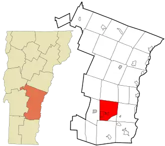 Location in Windsor County and the state of Vermont.