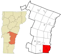 Location in Windsor County and the state of Vermont.