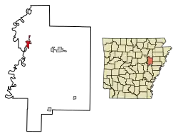 Location in Woodruff County and Arkansas