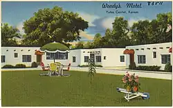 1930s postcard featuring Woody's Motel