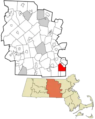 Location in Worcester County and the state of Massachusetts.