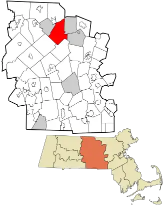 Location in Worcester County and the state of Massachusetts.