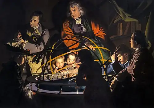 A Philosopher Lecturing on the Orrery, by Joseph Wright of Derby, c.1766, oil on canvas, Derby Museum and Art Gallery, Derby, England[185]