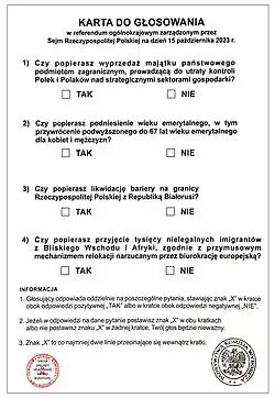 Ballot paper for the 2023 referendum.