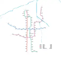 A map of Xi'an metro lines currently in operation