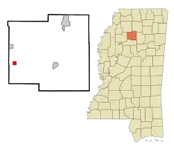 Location of Tillatoba, Mississippi