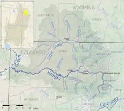 Map of the Yampa drainage basin, showing the Little Snake north of the Yampa