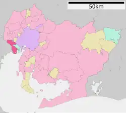 Location of Yatomi in Aichi Prefecture