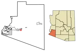 Location of Wellton Hills in Yuma County, Arizona.