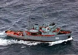 The Russian Border Troops Project 745P border patrol ship Zabaykalye in the western Pacific in 1992