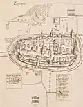 Zofingen in 1715 showing the compact, walled city