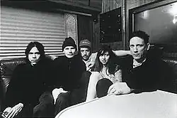 Zwan in 2003. Left to right: David Pajo, Billy Corgan, Matt Sweeney, Paz Lenchantin, and Jimmy Chamberlin.