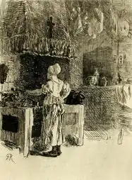 The Kitchen of the Artists' Inn, in Anseremme (no date) etching (19.05 x 13.81&nbsp;cm) Los Angeles County Museum of Art